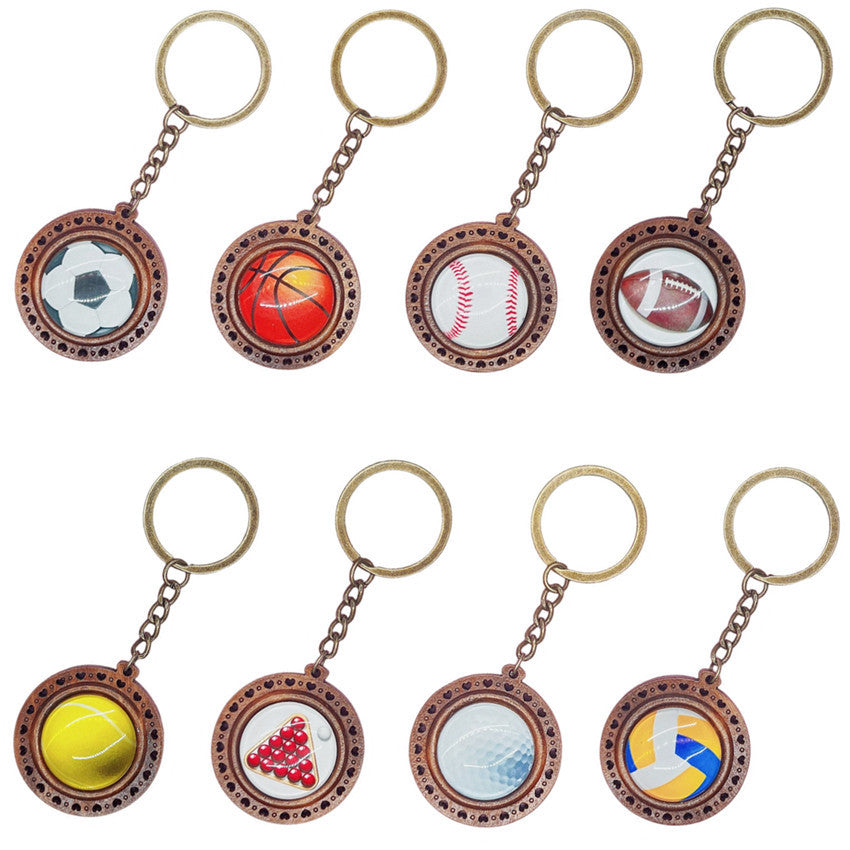 Wholesale Wooden Football Baseball Keychain